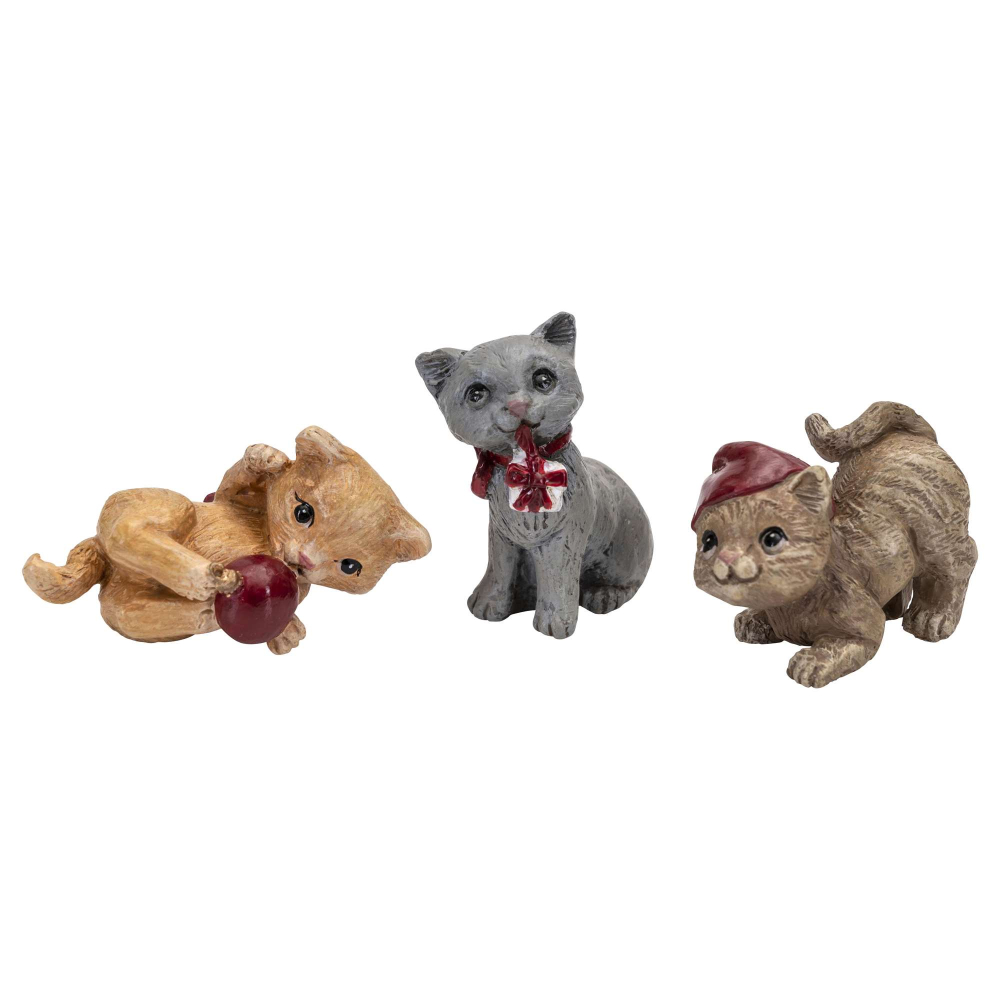 3 Små Mini Katte Figurer I Julestemning Julepynt I Gaveæske Fra Svenske N??sgr?nsgården