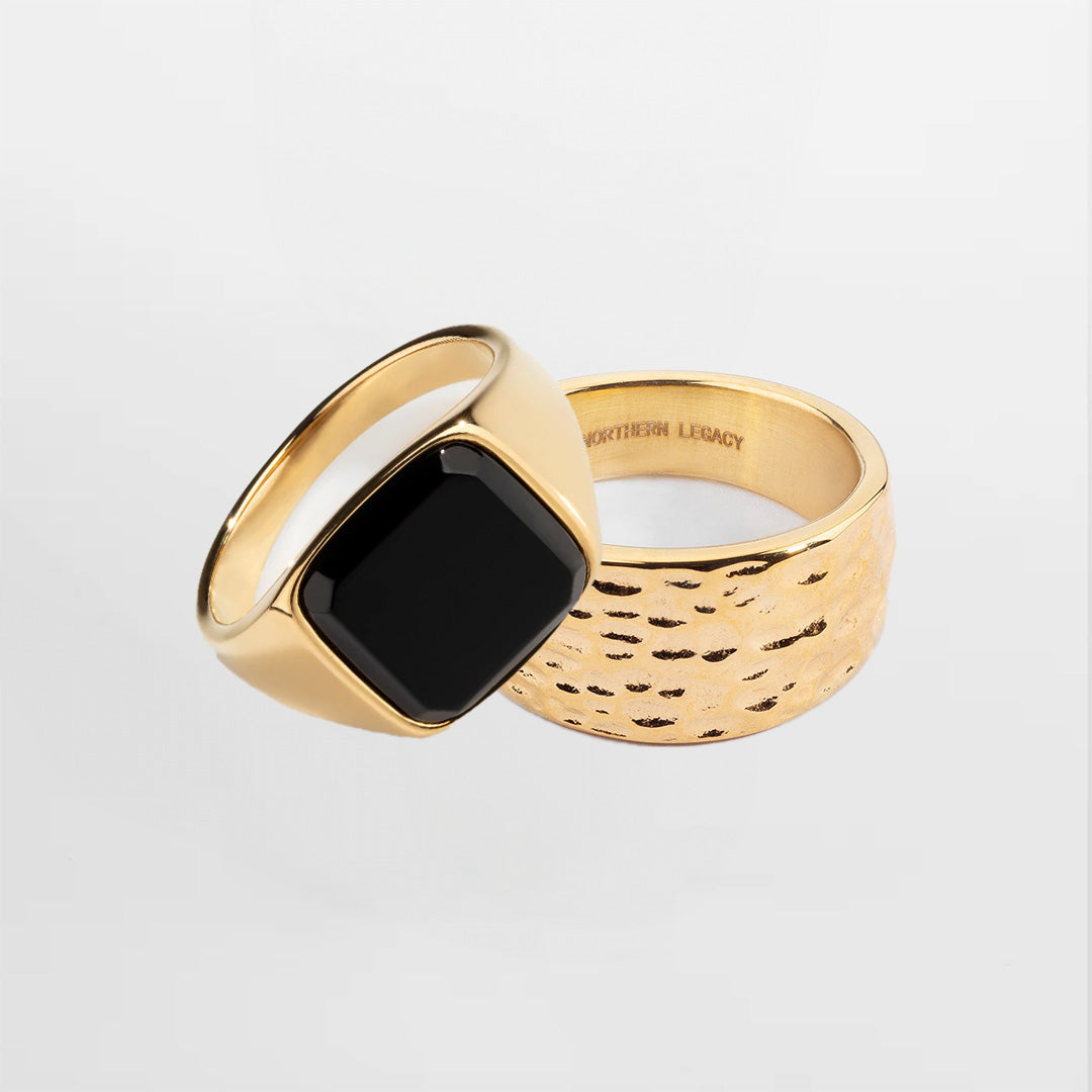 Black Onyx  Hammered Bundle - Guldtonet - Herre - Northern Legacy
