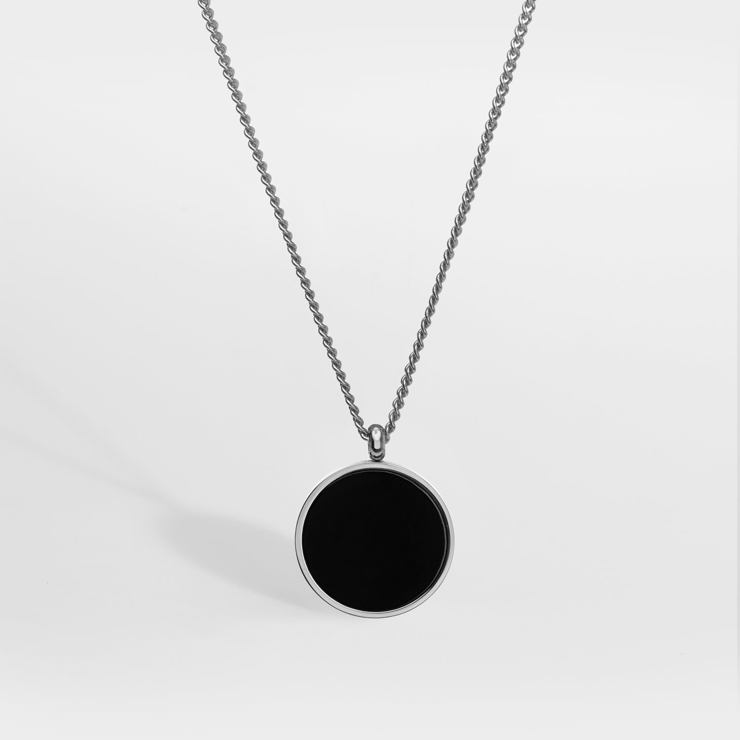 Black Onyx Halskæde - Sølvtonet - 60 Cm - Herre - Northern Legacy