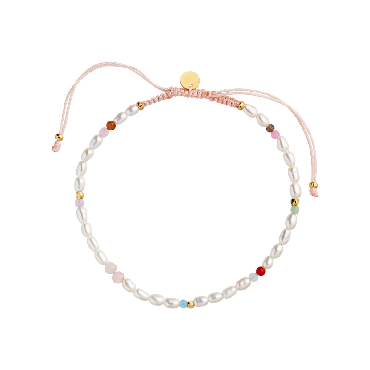 Confetti Pearl Bracelet Forgyldt Sølv Armbånd Fra Stine   Med Nylonsnor  Sten   Ferskvandsperler