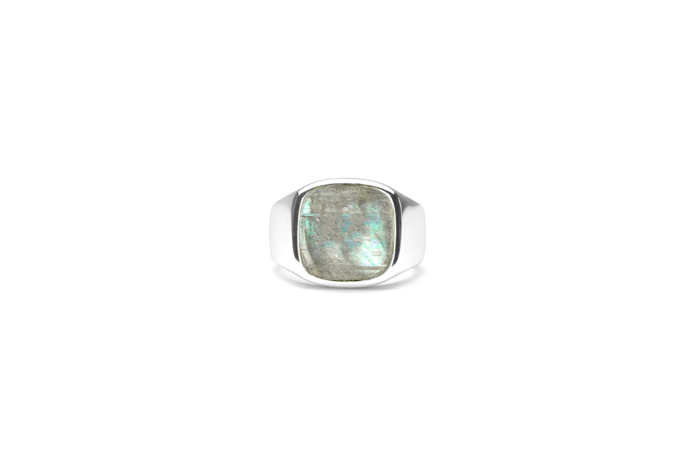 Ix Studios Cushion Signet Ring I Sølv - Dmn0282slgl Labradorite 60