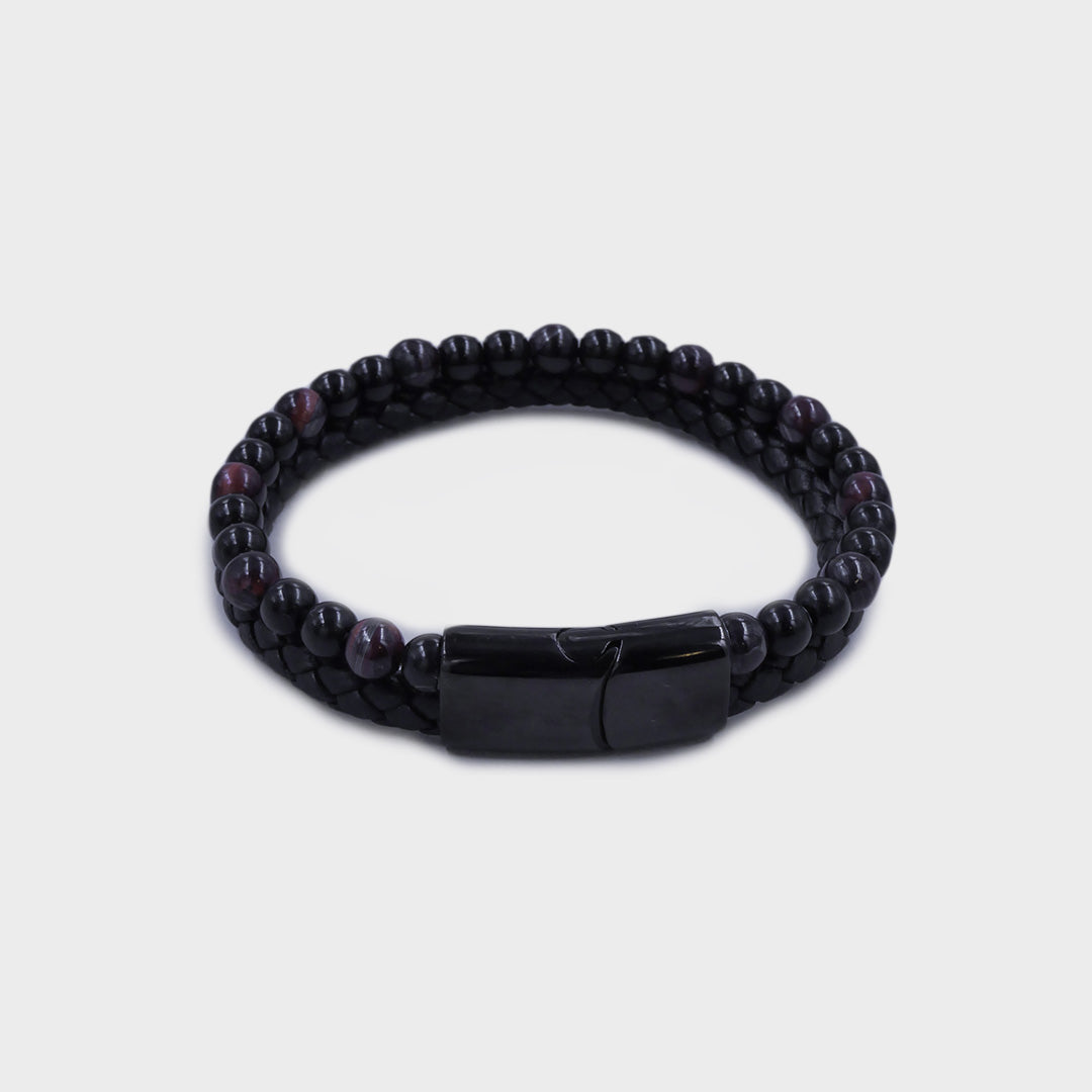 Fenrir Læder Og Perler Armbånd - S - 19 Cm - Herre - Northern Legacy