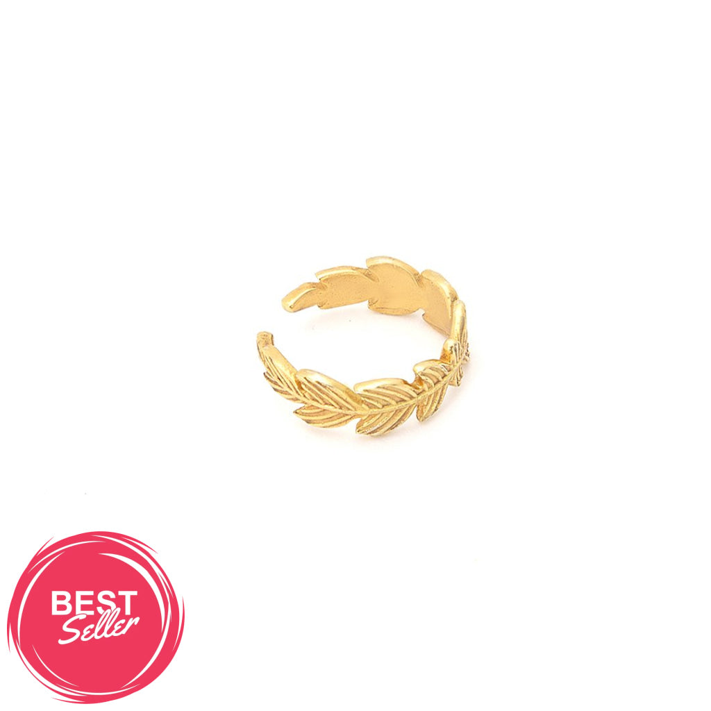Cuff  ørering - Feathercuff - Onesize Regulerbar Størrelse - 18 Karat Guldbelagt Sterling Sølv
