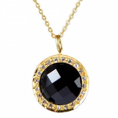 Vedhæng Med Onyx - 20mm - M Kæde
