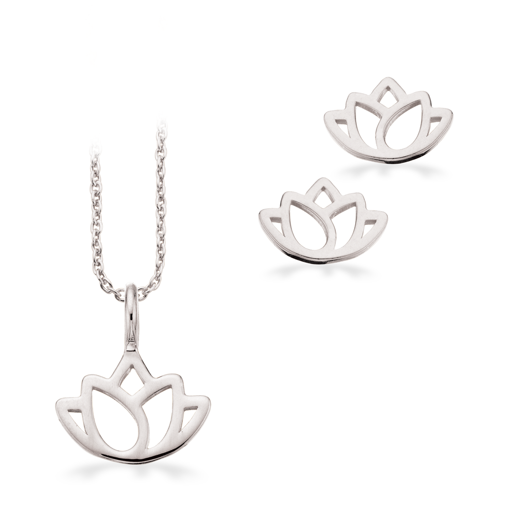 Lotus Blomst Sterling Sølv Smykkesæt Fra Scrouples