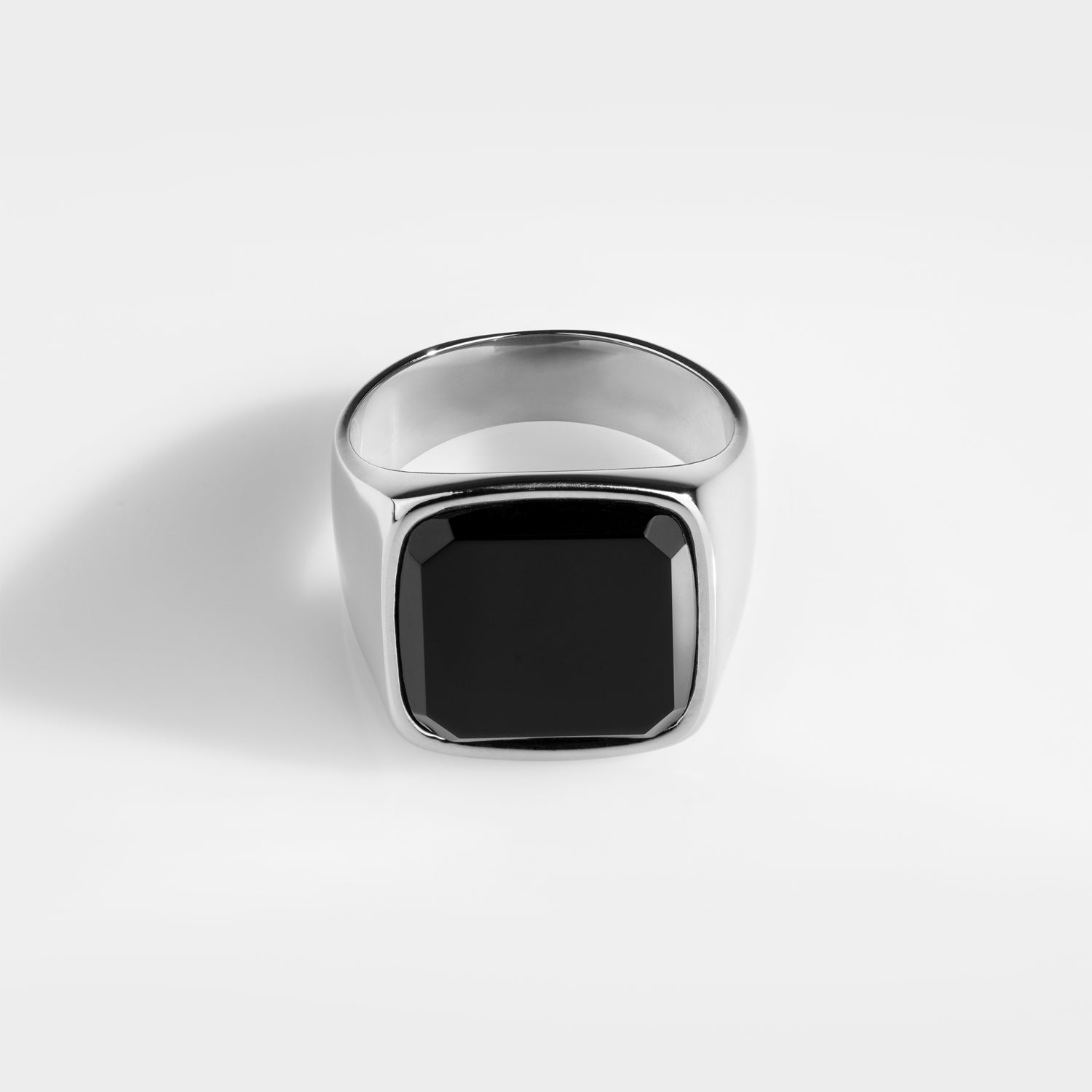 Black Onyx Oversize Signature - Sølvtonet Ring - Str 8 - Herre - Northern Legacy
