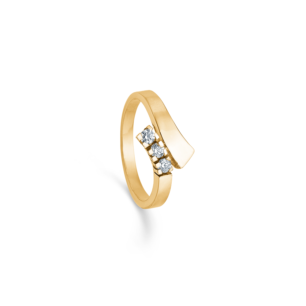 Randers Sølv   Karat Guld Ring Med Brillanter   09 Carat