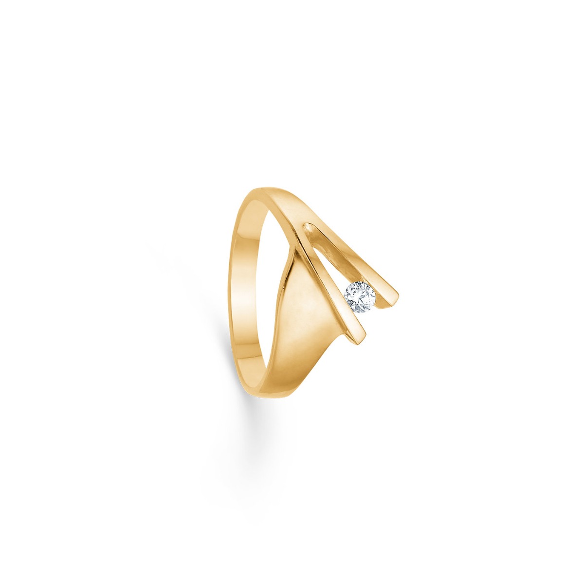 Randers Sølv 14 Karat Guld Ring Med Diamant   10 Carat