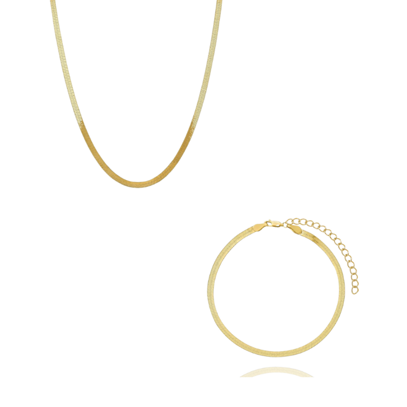 Snake Chain Smykkesæt 18k Forgyldt - 40-45 Cm