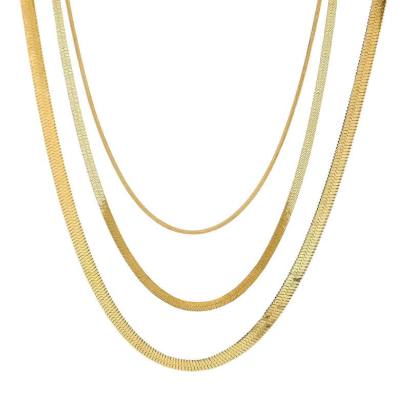 Snake Chain Halskædesæt 18k Forgyldt