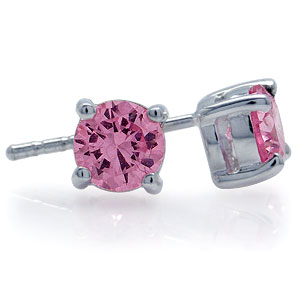 ørestikker Med Pink Zirkonia - ø6mm - Pr Par