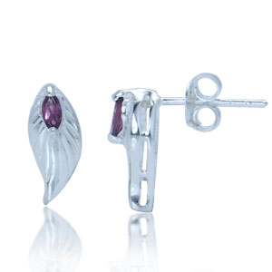 ørestikker Med Rhodolite - 12x5mm - Pr Sæt