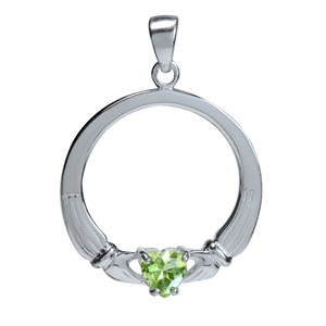 Claddagh Vedhæng Med Peridot - 30mm - Ukæde