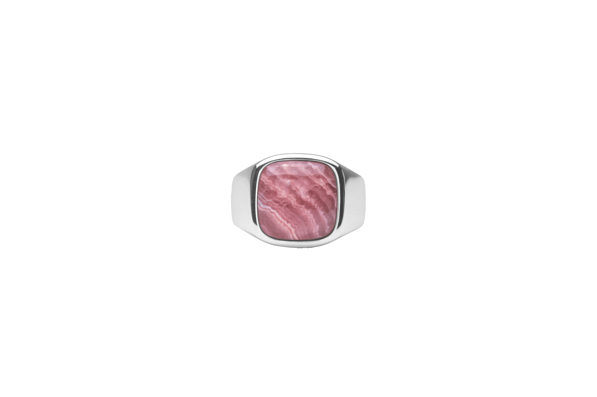 Ix Cushion Signet Ring Rhodocrosite Silver