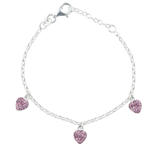 Armbånd 925 M3 Hjerter Pink Zirkonia