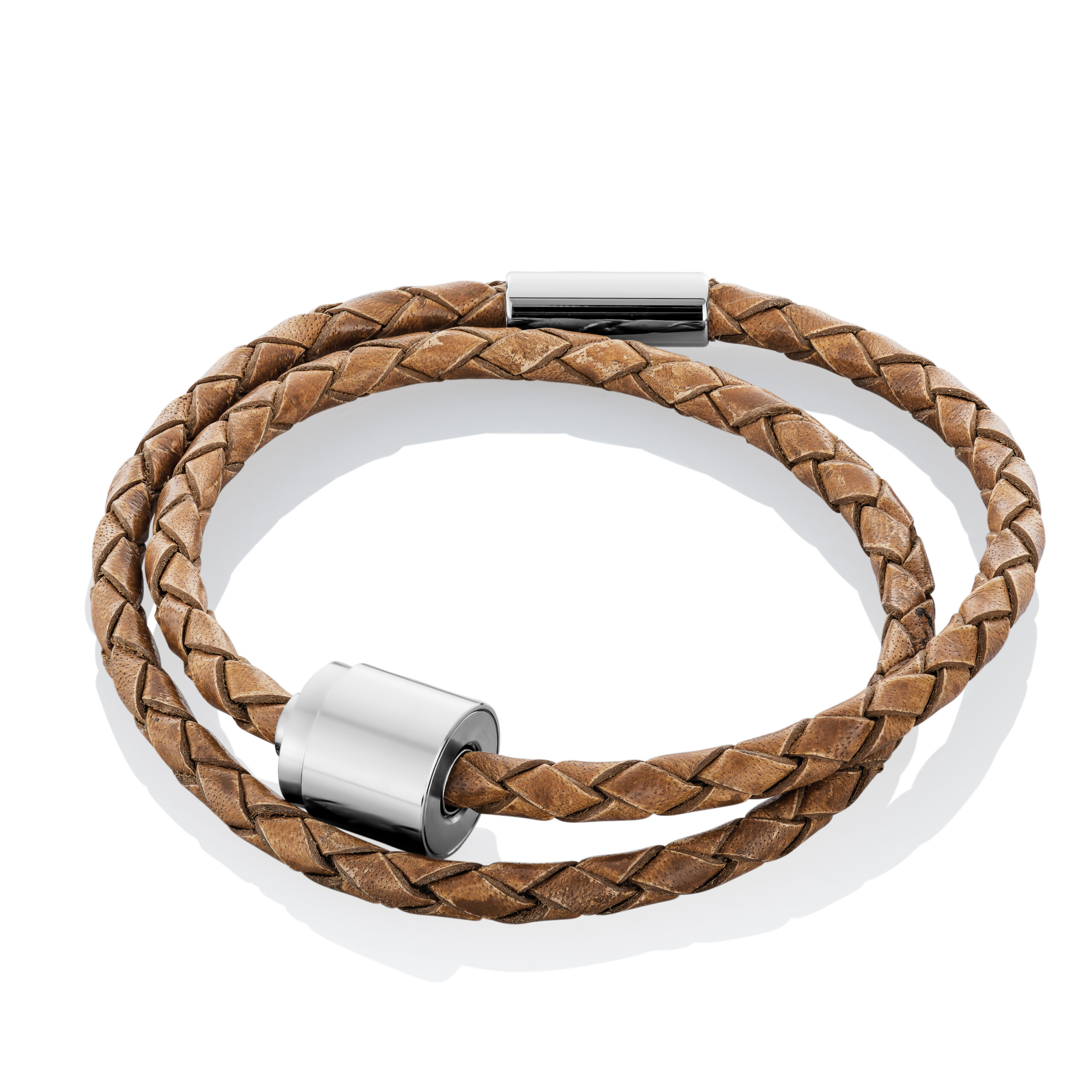 Askesmykke  Armbånd M Beholder  Flettet Cognac Læder