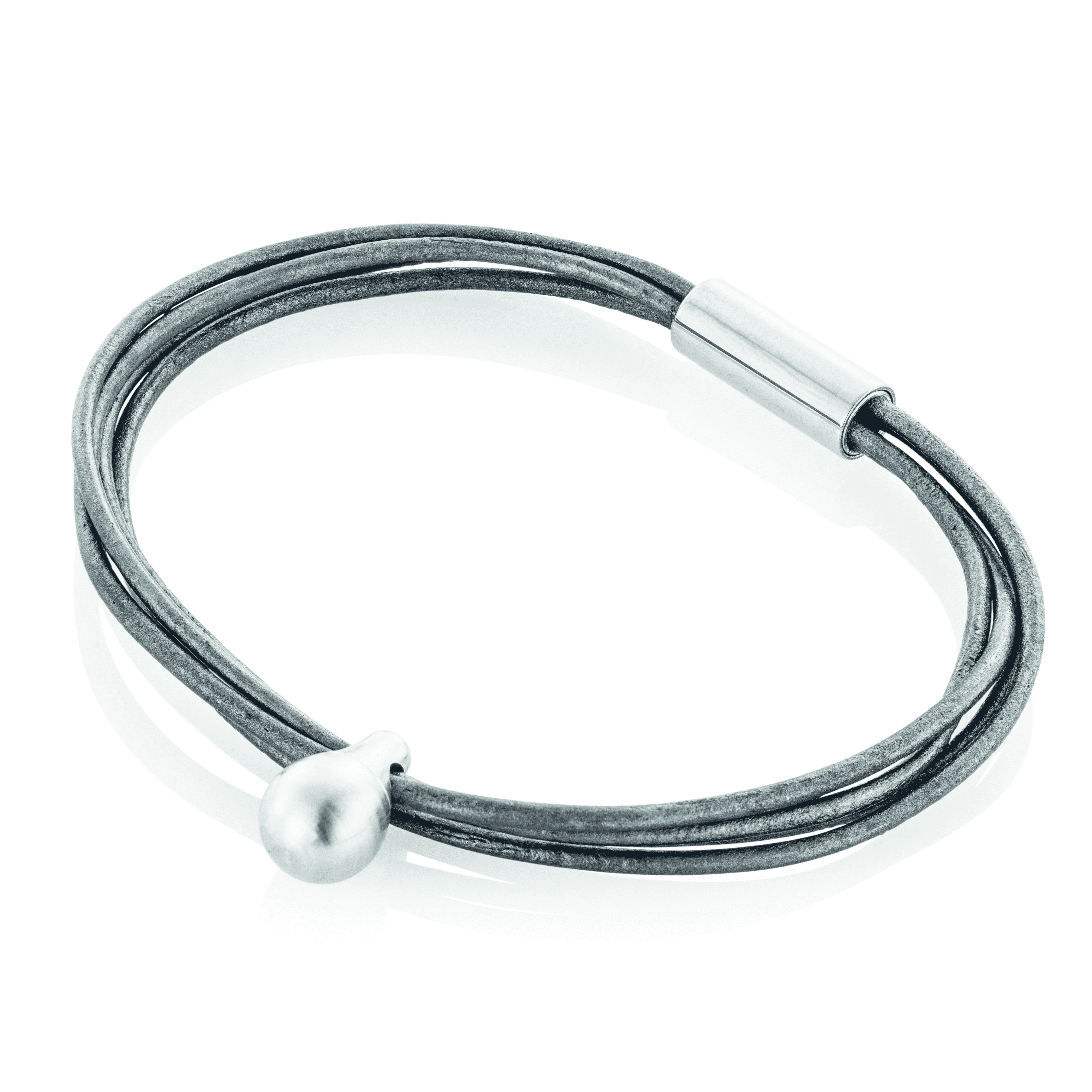 Askesmykke  Armbånd M Charm  Grå Læder