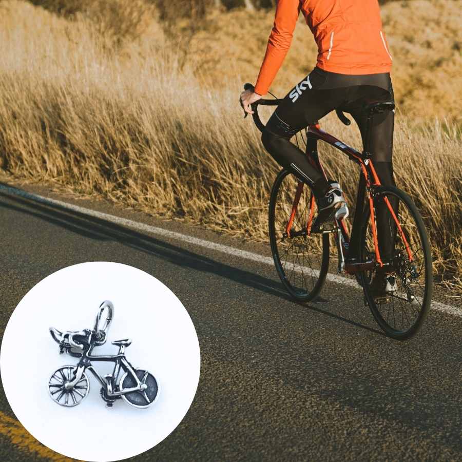 Svendegave Til Cykelsmed - Kæde Med Cykel Vedhæng I Sølv