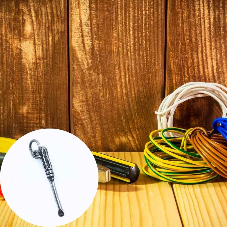 Svendegave Til Elektriker - Kæde Med Skruetrækker Vedhæng I Sølv