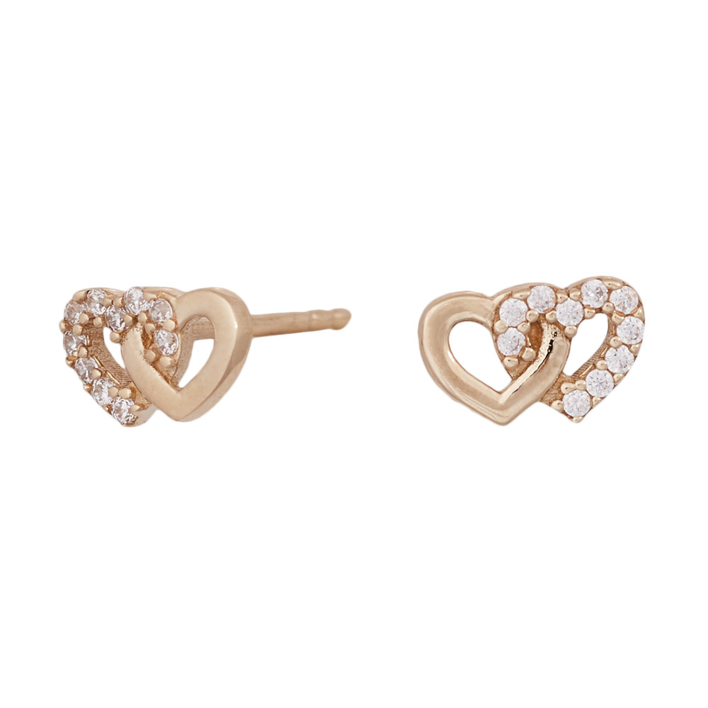 Nordahl Jewellery Dobbelt Hjerte ørestikker I Guld M Zirkon - 383 073cz3