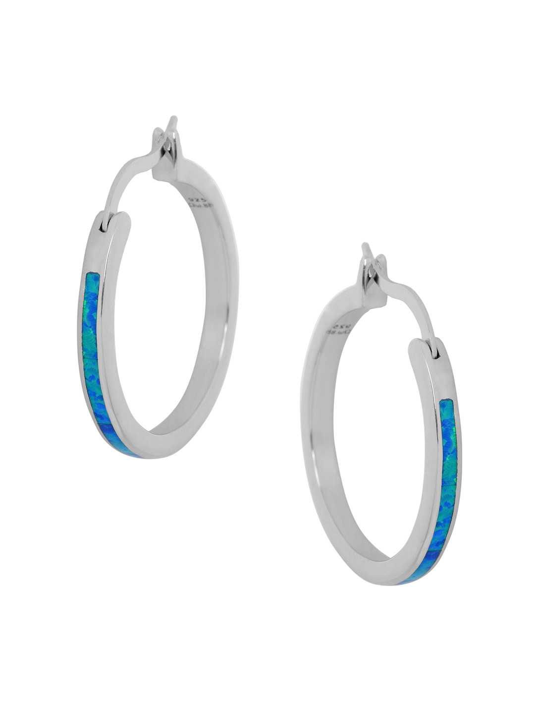 Chania - Opal øreringe Med 925 Sterling Sølv  Rhodium Belægning