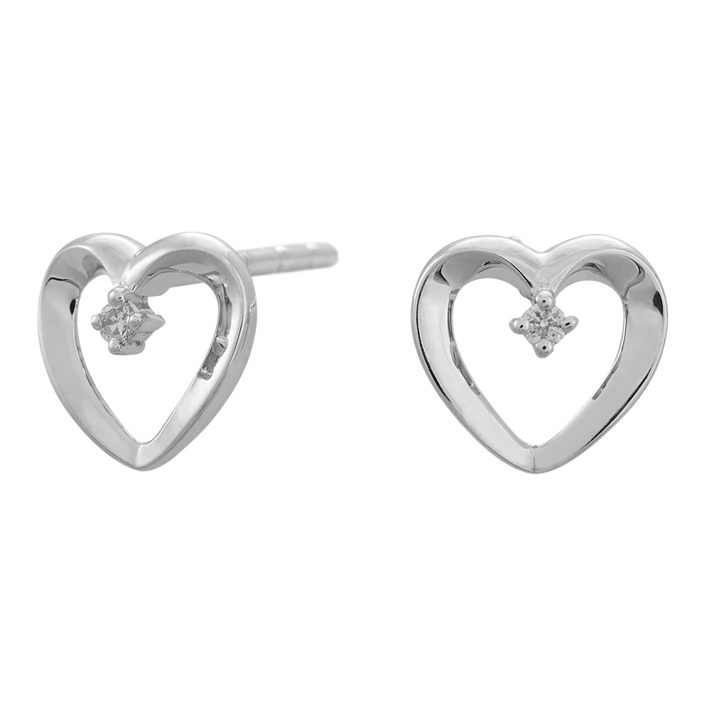 Nordahl Jewellery 14kt Hvidguld Hjerte øreringe Med Diamant