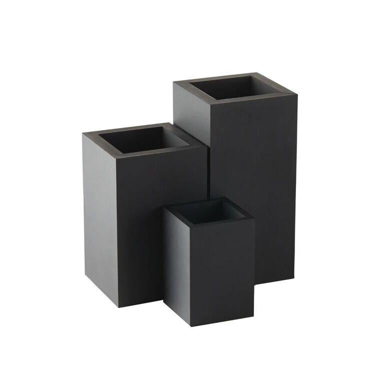 Sej Design Rektangulær Beholder I Sort Gummi Fra 110- Kr Vaser 3 Størrelser Hurtig Levering - Størrelse 11x11x23 Cm Stor