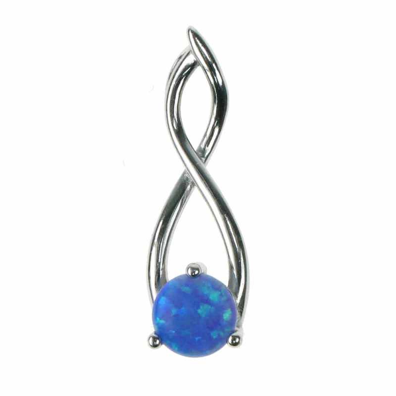 Twister - Opal Smykke Vedhæng Med Blå Opal Sten 925 Sterling Sølv  Rhodium Belægning