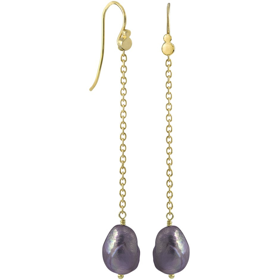 Rabinovich - Forgyldt Hænge øreringe Med Peacock Perle