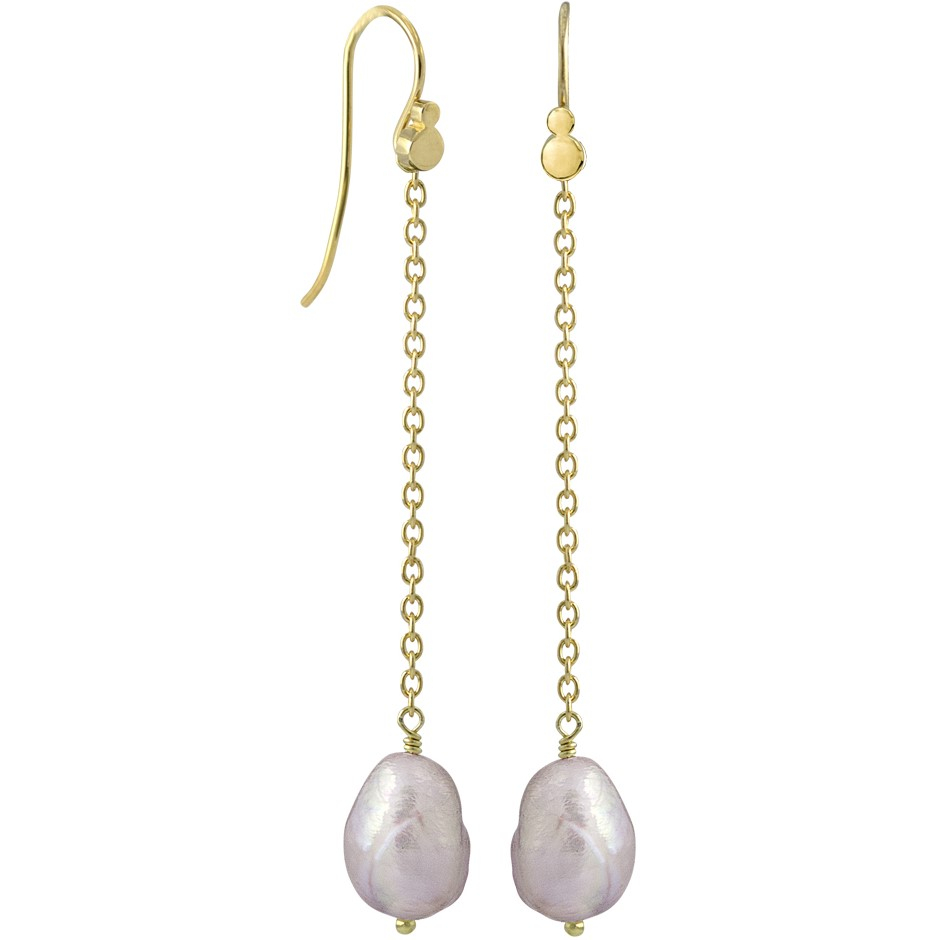 Rabinovich - Forgyldt Hænge øreringe Med Rosa Perle