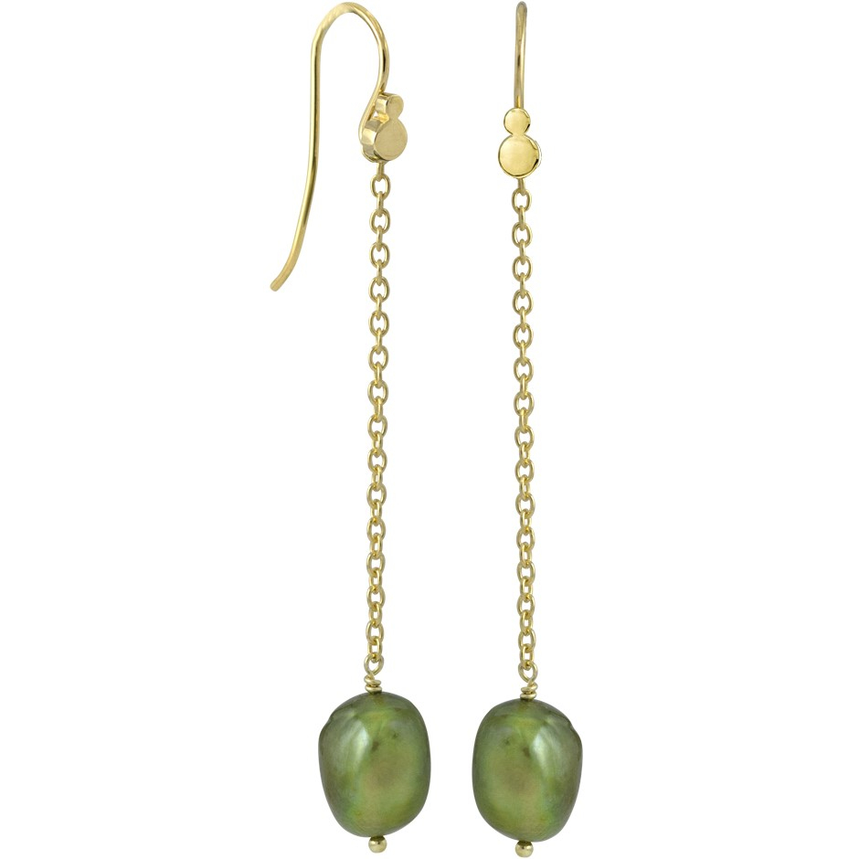 Rabinovich - Forgyldt Hænge øreringe Med Grøn Perle