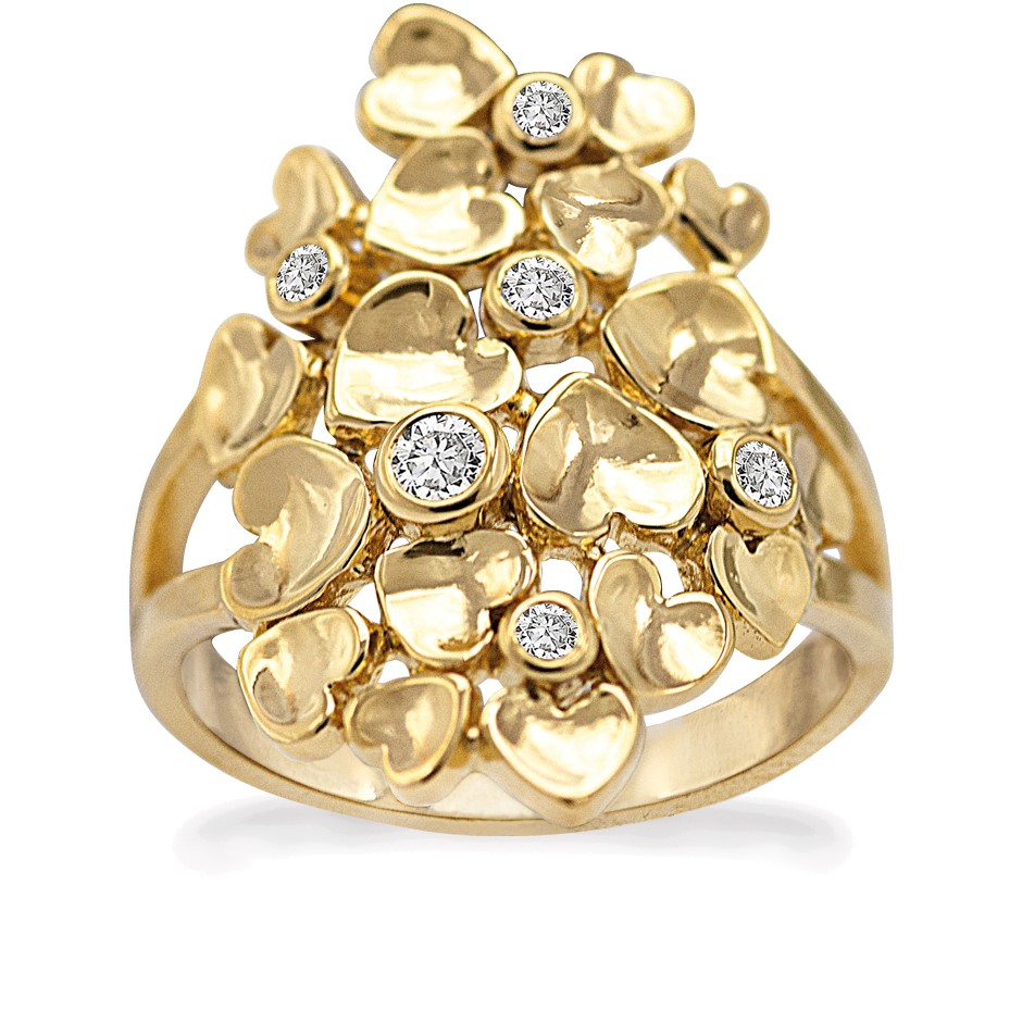 Rabinovich - Ring Med Små Hjerter Forgyldt - Random Hearts - Størrelse 58