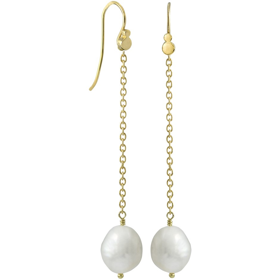 Rabinovich - Forgyldt Hænge øreringe Med Hvid Perle