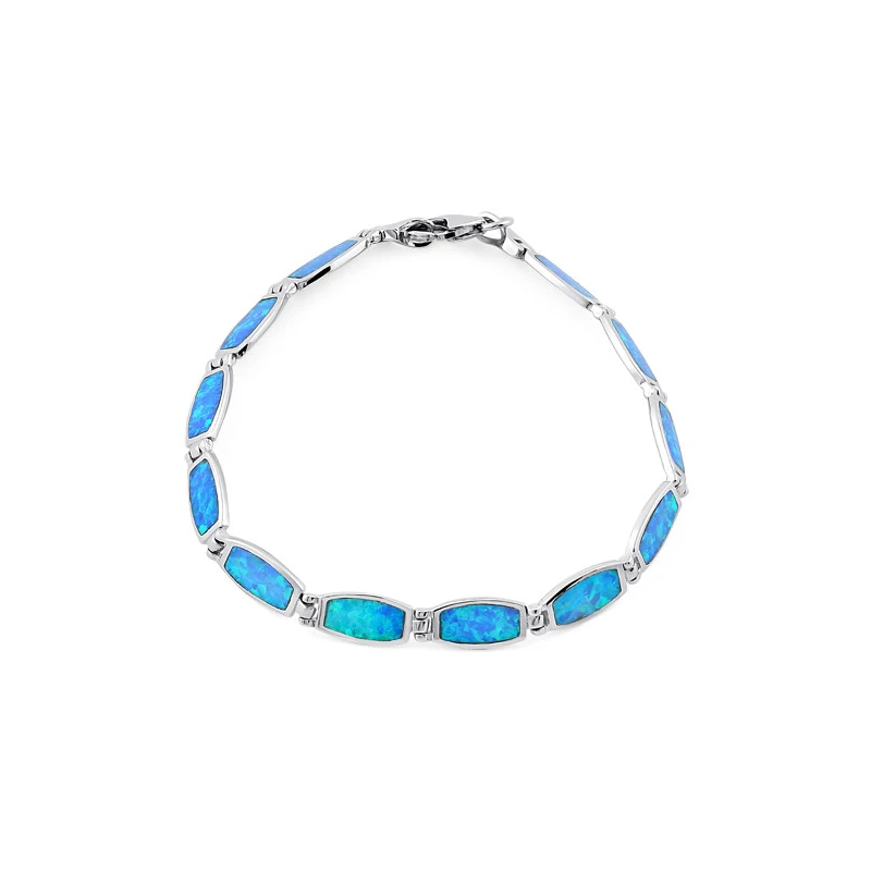 Aphrodite - Opal Armbånd Med 925 Sterling Sølv Blå Opal Sten Og Rhodium Belægning